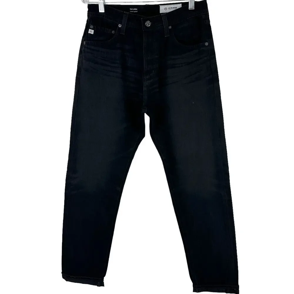 AG Adriano Goldschmied NWT The Apex Relaxed Tapered Men's Black Size 30 Jeans